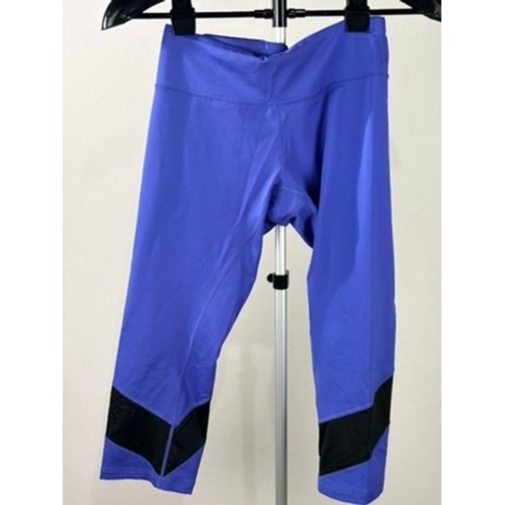 Asics Womens Blue Mesh Panel Capri Athletic Leggings Size Small